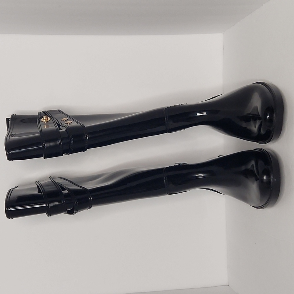 Coach Talia rubber leather knee high rain boots - Picture 2 of 11
